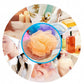 Bath loofah with an extended back scrubber handle for easy reach.