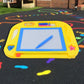 Side profile of the kids learning toy, highlighting its slim design and portability.