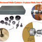 Multiple BoltForce wood hole saws displayed, highlighting various diameters for woodworking.