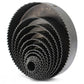 High-speed steel hole saw bits from the set, ready for precision drilling tasks.