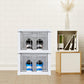 The stackable storage rack shown holding various items like toiletries, showcasing its versatility.