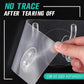The strong adhesive backing of a GlimmerHome transparent hook, designed for easy peel-and-stick application.