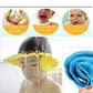 Adjustable baby shower cap featuring an elastic band for various head sizes.