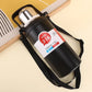 Durable insulated thermos bottle showing stainless steel material