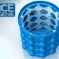 Step-by-step image showing how to easily fill and use the silicone ice cube maker.