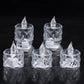 Transparent LED tea lights casting a soft, safe light for any occasion.