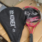 Protective cover zipped on professional tennis racket for easy carry