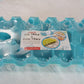Overhead view of a 4-pack of plastic egg trays, perfect for bulk storage.