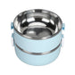 Close-up of the food-grade stainless steel interior of the hot lunch box.