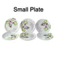 Complete 32-piece plastic dinner set, showcasing various plates and utensils.