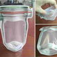 Empty transparent reusable plastic food storage bag, 500ml capacity.