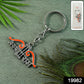 Close-up of Jai Shree Ram bow and arrow metal keychain as a religious key holder