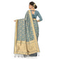 Generic Women's Banarasi (Spun Cotton) Saree (Grey,5-6 Mtrs)