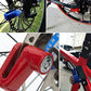 Sturdy black disc lock protecting a motorcycle's brake rotor.