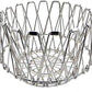 Multipurpose stainless steel wire basket transformed into a stylish fruit bowl for dining.