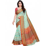 Generic Women's Kota Doria Cotton Woven Butta Saree With Blouse (Pista, 5-6 Mtrs)