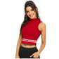 Generic Women's Polyester, Knitting Western Wear Tops (Red)