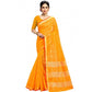 Generic Women's Kota Doria Cotton Checked Saree With Blouse (Yellow, 5-6 Mtrs)