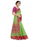 Generic Women's Kota Doria Cotton Bordered Saree With Blouse (Light Green, 5-6 Mtrs)