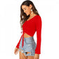 Generic Women's 95% Polyester 5% Spandex Western Wear Tops (Red)
