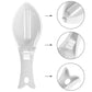 Detailed shot of the serrated plastic blades on the efficient fish cleaning tool.
