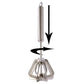 A manual hand blender featuring a sturdy stainless steel body.