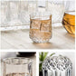 Set of transparent plastic glasses for juice and water.