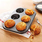 Indo Glow 6-cavity non-stick muffin tray for baking cupcakes.