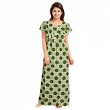 Generic Women's Cotton Printed Maxi Nighty (Green)