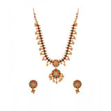 Generic Women's Elegent Brass Kempu Chain Jewellery Set (Multi Color, Free Size)