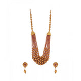 Generic Women's Ethnic Five Layer Brass Mala With Crystal For Women And Girls (Red, Free Size)