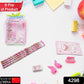 Complete 9-piece kids' stationery kit with wooden pencils and diary.