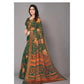 Generic Women's Viscose Rayon Printed Saree With Unstitched Blouse (Green)