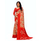 Generic Women's Georgette Printed Saree With Unstitched Blouse (Red)