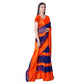 Generic Women's Satin Patta Printed Saree With Unstitched Blouse (Orange)