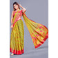Generic Women's Viscose Rayon Printed Saree With Unstitched Blouse (Green)