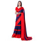 Generic Women's Satin Patta Printed Saree With Unstitched Blouse (Red)