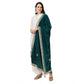 Generic Women's Velvet Gotta Patti Dupatta (Dark Green, Length: 2.25 to 2.50 Mtr)