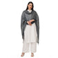 Generic Women's Cotton Embroidered Dupatta (Grey, Length: 2.25 to 2.50 Mtr)