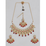 Generic Women's Rose Gold Plated Alloy Necklace &amp; Earings Set (Red)