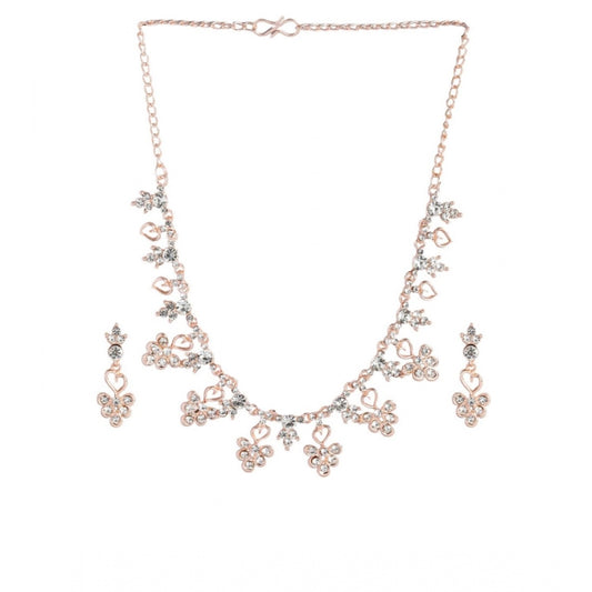 Generic Women's Rose Gold Plated Brass Necklace &amp; Earings Set (Gold)