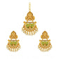 Generic Women's Rose Gold Plated Alloy Kundan Earrings &amp; Mangtikka (Green)