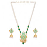 Generic Women's Rose Gold Plated Alloy Necklace &amp; Earings Set (Green)