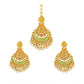 Generic Women's Rose Gold Plated Alloy Kundan Earrings &amp; Mangtikka (Green)