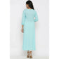 Generic Women's Casual 3/4 th Sleeve Embroidery Rayon Kurti (Sky Blue)