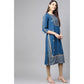 Generic Women's Casual 3/4 th Sleeve Floral Printed Rayon Kurti (Blue)