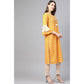 Generic Women's Casual 3/4 th Sleeve Floral Printed Cotton Kurti Set (Mustard)