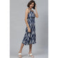 Generic Women's Casual Sleeveless Ikat Print Rayon Dress (Blue)