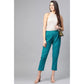 Generic Women's Casual Solid Cotton Slub Trouser Pant (Rama Blue)