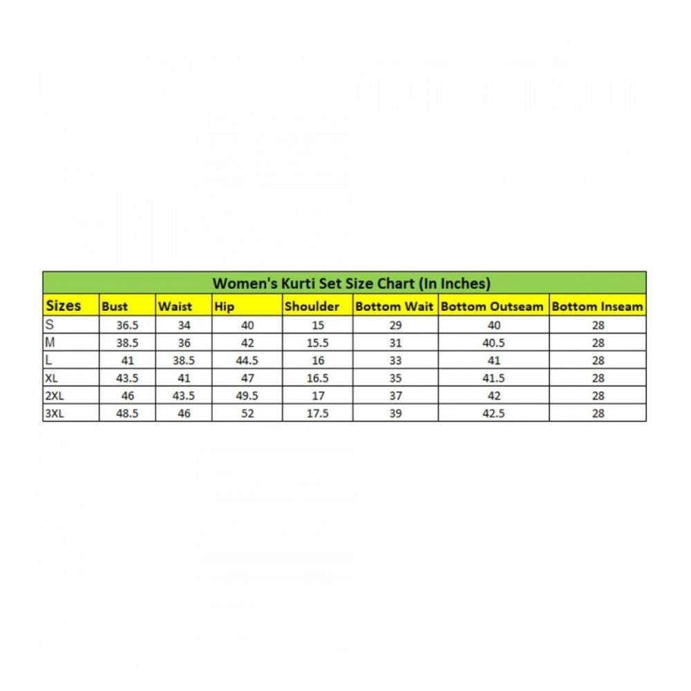 Generic Women's Silk Embroidered 3/4th Sleeve V-Neck Kurti With Sharara Pant and Dupatta Set (Cream &amp; Bottle Green)